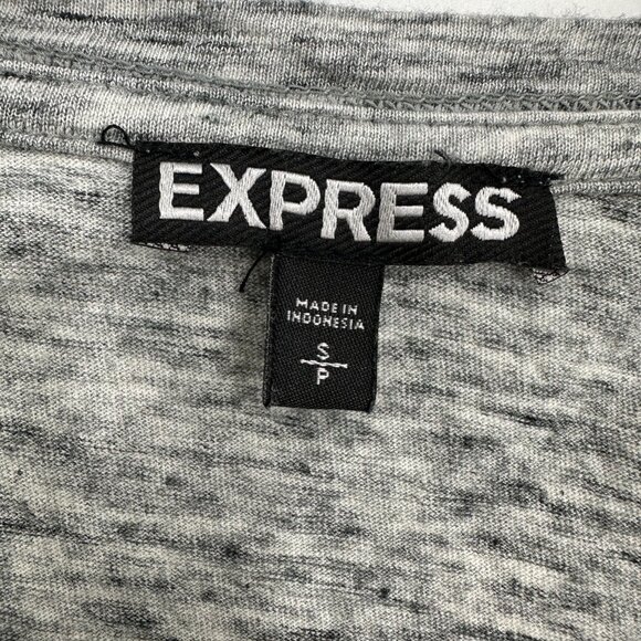 3/$25 Express Bodycon Mini Dress S Faux Wrap Marled Gray - Picture 3 of 9